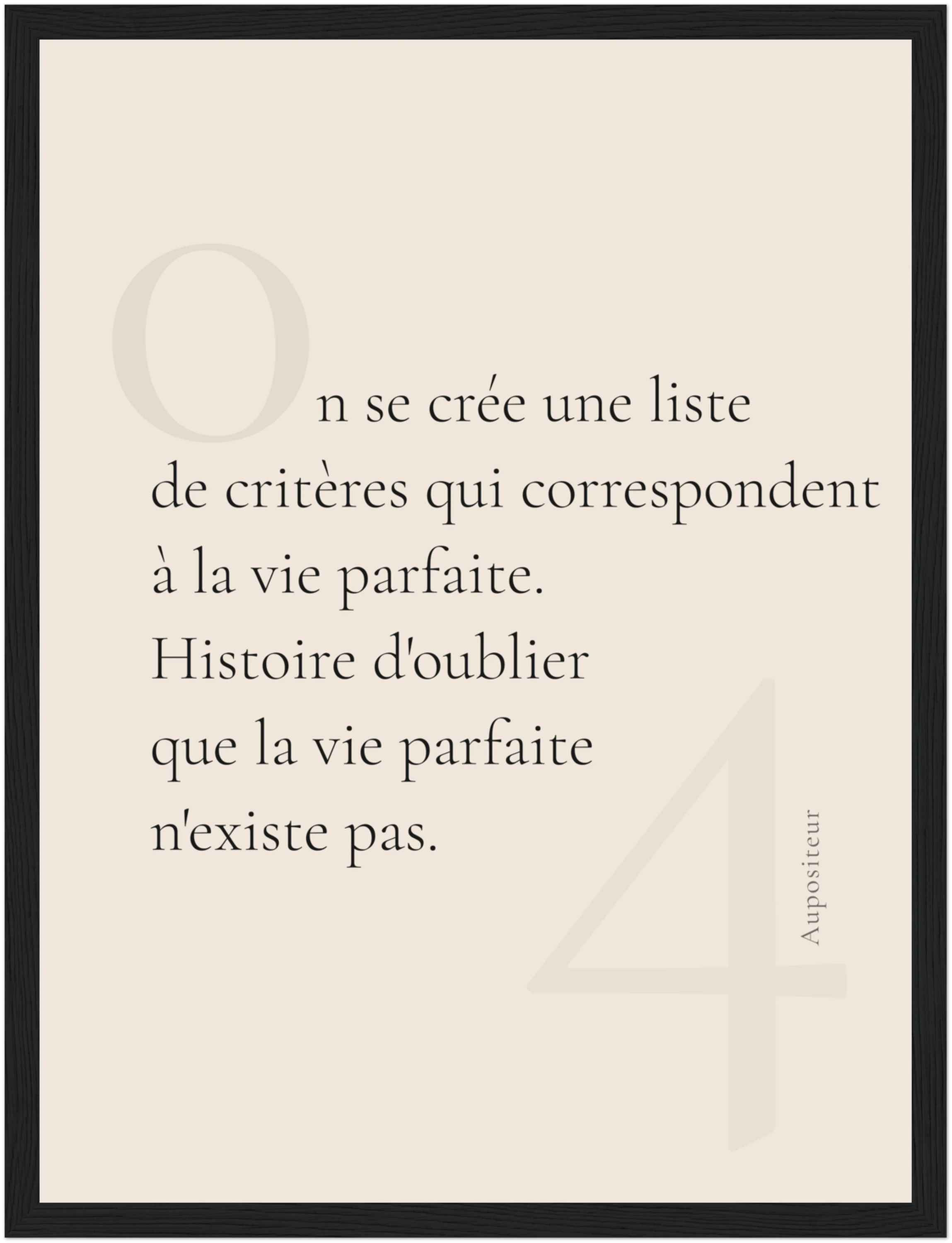 Affiche Vie parfaite, cadre noir